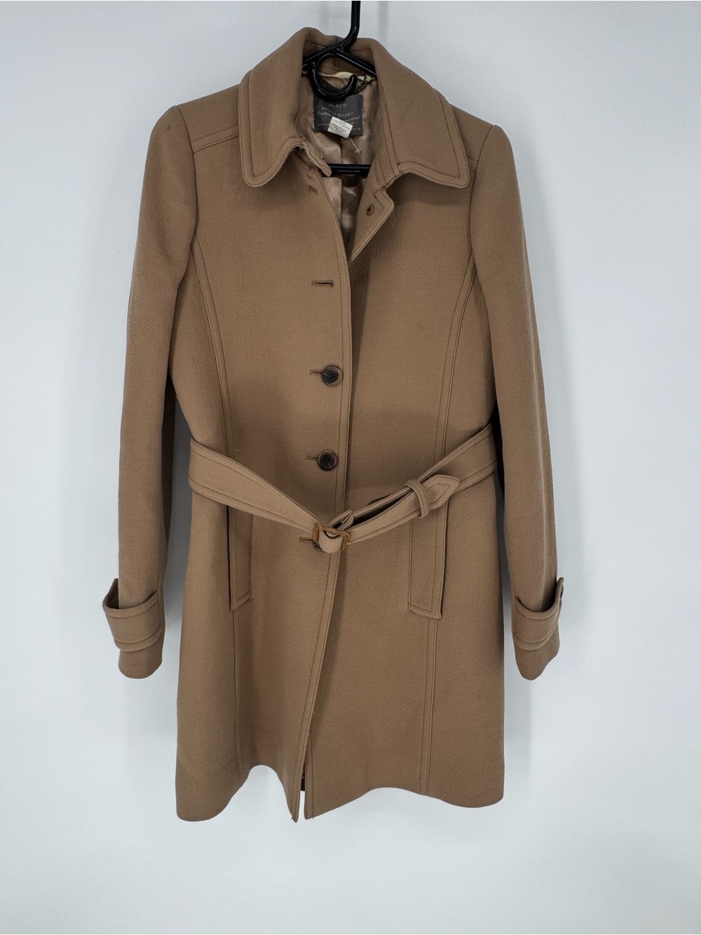 J. Crew Camel Belted Pea Coat